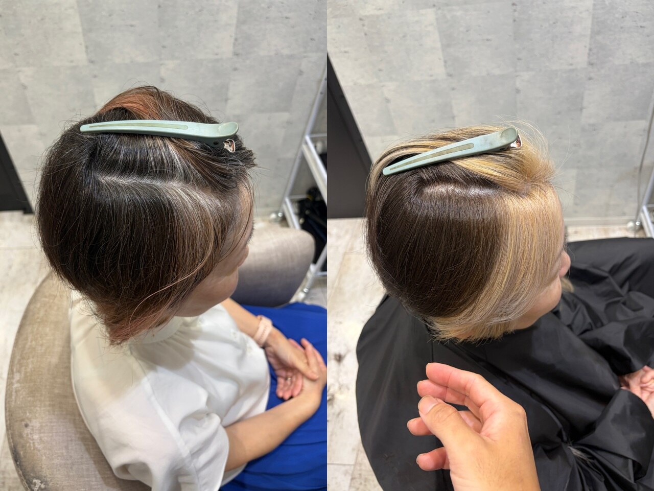 白髪が多い前髪を明るくして白髪ぼかし（Yeeee.s ブログ掲載写真）